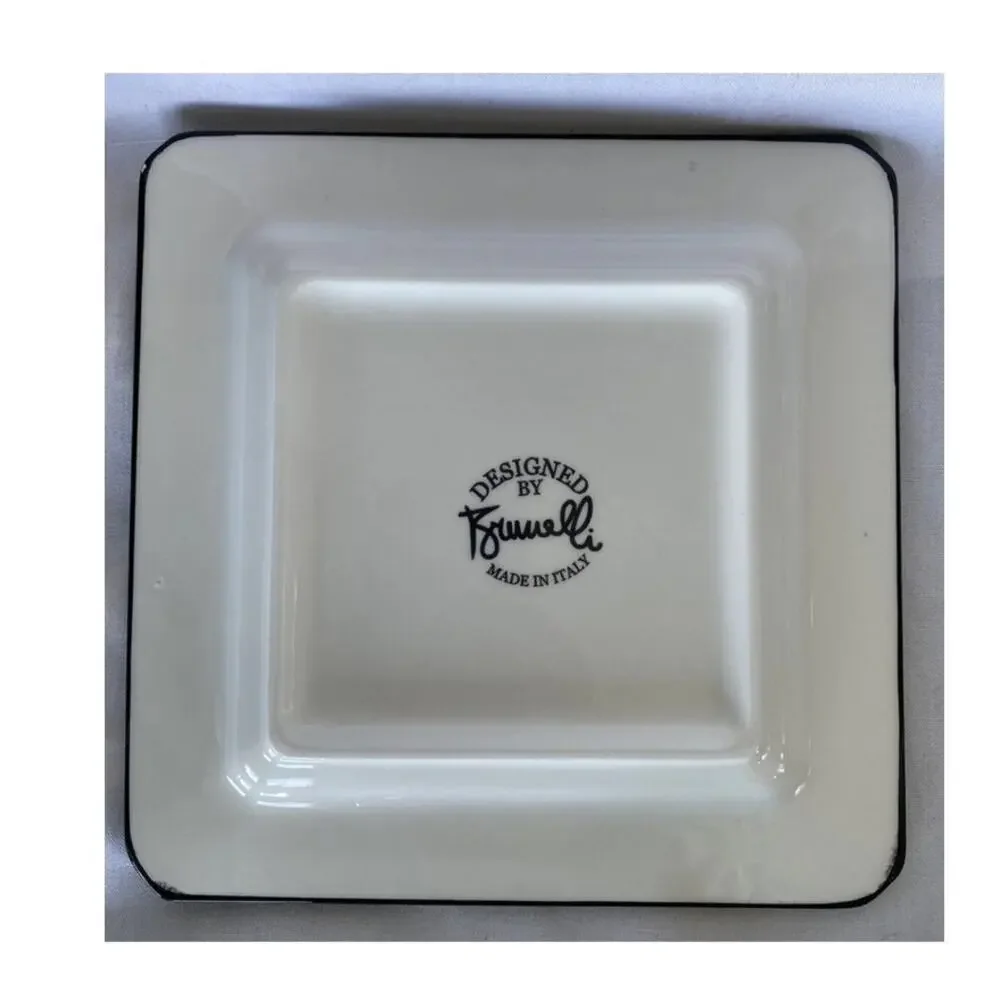 Brunelli Pair of Squared Salad Dessert Plates Made in Italy Wedding Anniversary